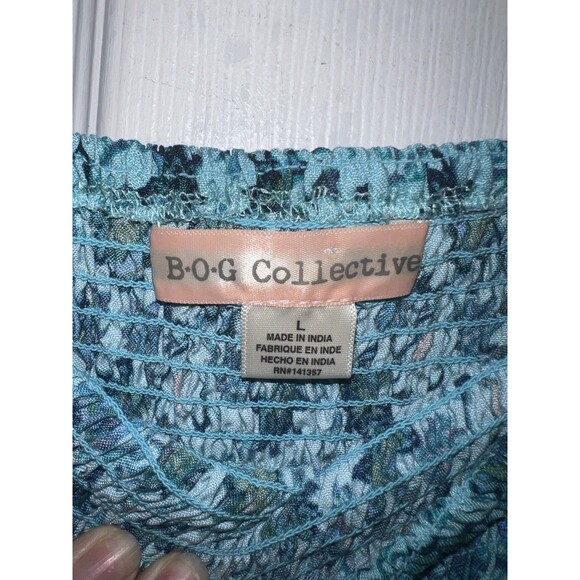 Bog collective Jumpsuit Womens Large floral Ruffle flare Hem Off Shoulder Sleeve - Picture 5 of 11